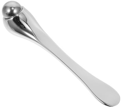 Sewroro Masajeador de ojos portátil con rodillo plata, material de acero inoxidable para disminuir arrugas y fatiga ocular, recomendado para viajes y actividades profesionales