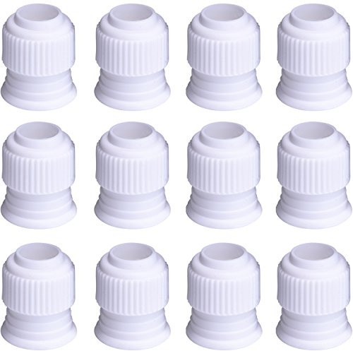Shappy 12 Pieces Coupler Piping Bag Plastic Standard Couplers Cake Decorating Pipe Tip for Frosting Icing Nozzles (1.2 x 1 Inch)