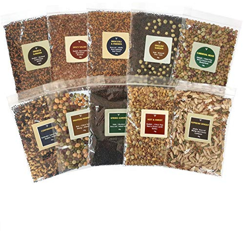Verdant Republic Organic Sprouting Seeds Mix – SEEDELICIOUS Supreme | 10 Assorted Packs in Convenient Packs (500g) Healthy Sprouts | Over 20 Vegetable Seed - Legume - Grain Varieties
