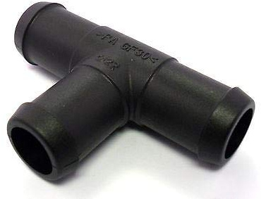 227s 22mm T-Piece Hose Connectors To Join Water, Fuel & Breather Pipes - Resistant to Fuels, Oils & Coolant - For Use Between -30C & 140C - Nylon PA66 - Black - Single