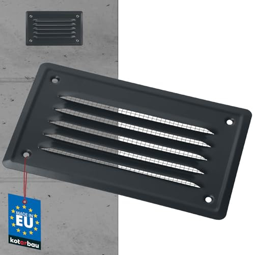 KOTARBAU® Grille de Ventilation 165 x 100 mm Gris en Acier Galvanisé Grille D'aération avec Moustiquaire Résistante à la Corrosion