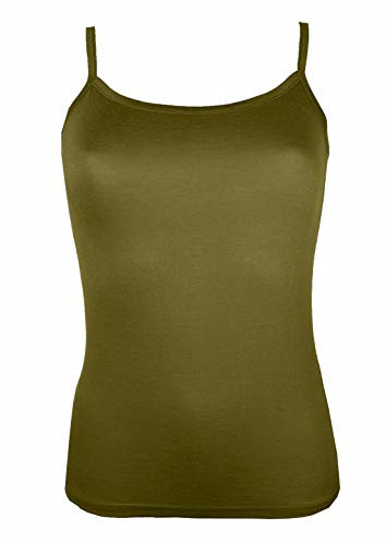 Miss Rouge: Top, axelbandslinne, viskos, kaki, One Size