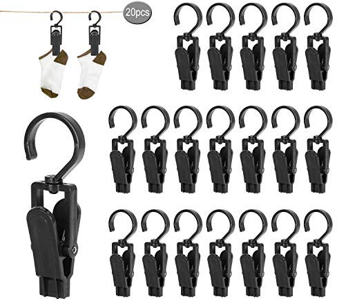 JEEZAO 20 Stück Wäscheklammern Große Handtuchklemmen,360° Drehbarer Haken mit Clips für Towel,Hut, Vorhänge,Strandtuch,Kleider,Badetuch