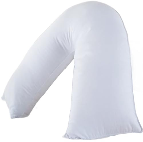 Bedding Home V Shaped Neck Pillow For Back Support | 100% Hollow Fiber Filling | Breathable Polycotton Cover | Nursing Pillow For Breastfeeding