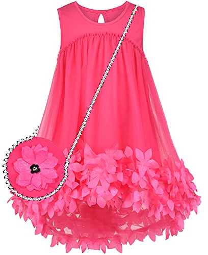 Sunny Fashion Vestito Bambina A-Line Carina Borsetta Bianca Principessa Sole 5-10 Anni