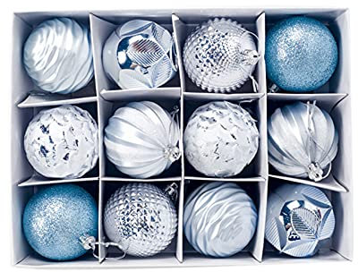Bodhi2000 1 Box Weihnachtskugeln, Glitzerkugel, bruchsicher, PVC, Weihnachtsbaum, dekorative Weihnachtskugeln für Zuhause