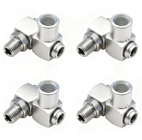 Ruibapa 4 Stück 0,6 cm NPT Luftwerkzeug 360 Grad Drehgelenk Tragbares Luftwerkzeug-Adapter, Druckluft Schlauchkupplung Rohrverbinder Pneumatik Steckverbinder P-020