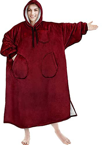 Hoodie Decke mit Ärmeln - Decke zum Anziehen Sweatshirt, Kuscheldecke mit Ärmeln Pullover, Super Weiche Warme Flanell Decken Hoodie für Erwachsene, Männer, Frauen, Jugendliche,#2,113cm