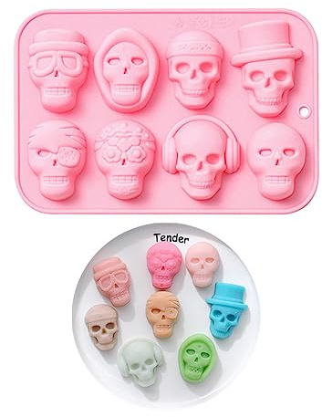 Süße Eiswürfelformen aus Silikon, Schokoladenform, Wachsschmelzformen, leicht zu lösen, antihaftbeschichtet, Schokolade, Seife, Pudding, Gelee, Eiswürfelform (Totenkopf)