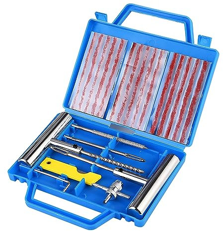 JNNJ Tyre Repair Kit, Heavy Duty Tyre Repair Kit, Car Breakdown Set, Portable Tyre Puncture Repair Tools for Cars, Off-Road Vehicles, Motorcycles, Electric Vehicles, Bicycles and More(Blue)