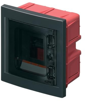 Centralino ad incasso, 4 moduli, con morsettiera 6x10mm, nero, IP40, sportello in policarbonato fume' - Elettrocanali EC63004NE
