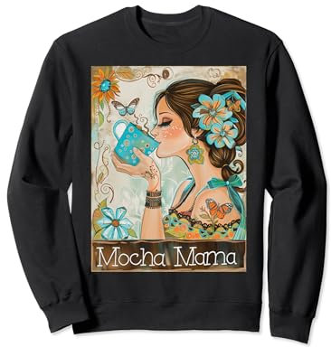 Moka Mama Tasse à café vintage Motif floral Boho Retro Sweatshirt