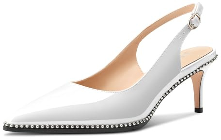 HDEUOLM Femmes Mi Kitten Talon Heel Pointu Bout Sandales Escarpins Slingback Mariage Cute Été 6 CM Heels