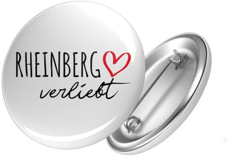 Huuraa Button Rheinberg verliebt Ansteck Pin Größe 59mm mit Namen deiner Lieblingsstadt in Nordrhein-Westfalen Geschenk Idee für Freunde und Familie