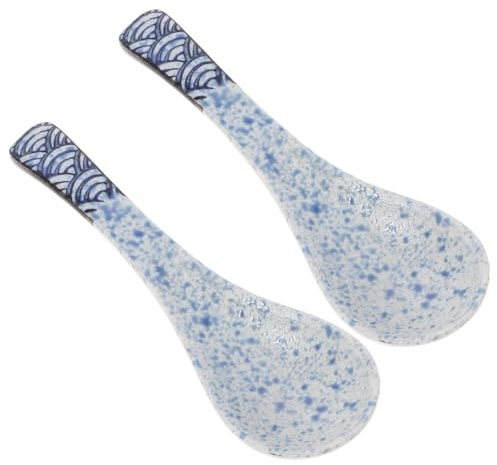 PartyKindom Keramik Suppenlöffel Set 2 Stück 14Cm Retro Asiatische Löffel Für Küche Und Tischdekoration