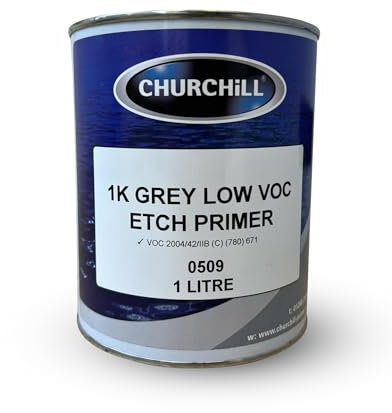 PROTOUCH Churchill 1K - Relleno de imprimación para grabado con bajo contenido de compuestos orgánicos volátiles (COV, 1 litro) y imprimación ácida, color gris, 1 litro, para uso en aluminio y otros