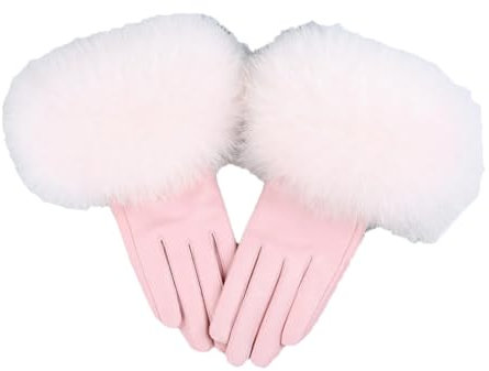 Lammfell-Besatzhandschuhe für Damen, Leder, Handgelenkwärmer, Handschuh, Winter, warm, modisch, Fäustlinge, Fleecefutter, Ein Licht, L Palm 19cm