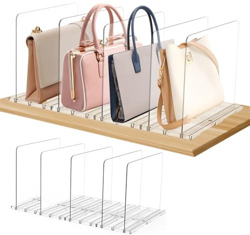 Yabound 5 Stück Schrank Regaltrenner, Handtaschen Aufbewahrung, Transparent Taschenaufbewahrung, 20 x 24 cm Handtaschen Schrank Trenner für Bücherregale, Schränke, Küchenschränke, Badezimmer