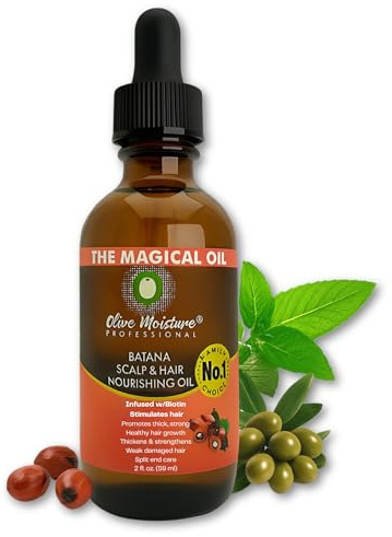 Olive Moisture Batana Scalp & Hair Oil with Biotin, 59ml – Nourishes Scalp, Strengthens Hair, Relieves Itchiness, Fights Dandruff, Promotes Thicker Growth with Natural Plant-Based Oils