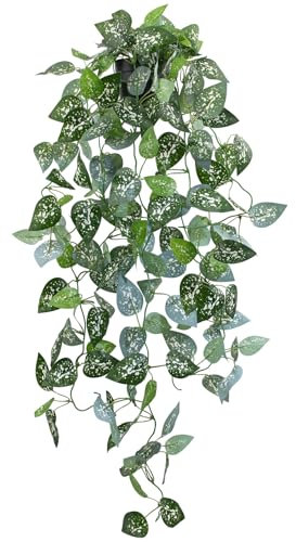 LOYWREE Pequeña planta colgante falsa en maceta, planta artificial en maceta de hiedra sintética, planta colgante para estantes, hogar, oficina, interior, exterior, jardín, casa, decoración de boda
