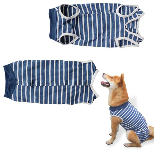ZEPIQOR Hundebody Nach Op Hunde Body Operation Hündin Rüde Hundebody Wundschutz Erholungsanzug für Hund Body Kastration Hund nach der Operation Kegel-Alternative(blau,XL)