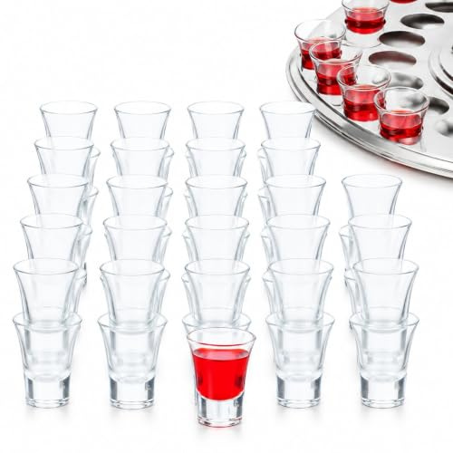 Cabilock 24 Glass Communion Cups, 10ml Reusable Sacrament for Church Tray | Clear Glass Cups, 24 Pack 10ml, 22mm Base for Standard Communion Trays, Church Service Baptism, Reusable Stackable