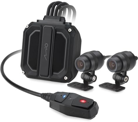 Mio MiVue M820WD Motorrad Dashcam Dual Full HD 1080P 60fps, STARVIS Nachtsicht, Wi-Fi, GPS, HDR, Spannungsschutz, 3-in-1 Parkraumüberwachung