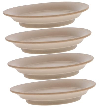 BESPORTBLE 4piezas Palet De Madera Brasileña para Plantas Bandejas Redondas De Cerámica Bandeja De Drenaje para Macetas Platillo De Cerámica para Plantas para Contener Agua y Tierra