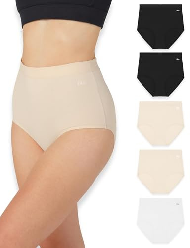 Bea Lot de 5 Culottes Taille Ultra Haute pour Femme, Culotte pour Femme en Coton Taille Haute, sous-Vêtements en Coton Respirant, Doux et Offrant Un Bon Maintien, Couvrance Intégrale