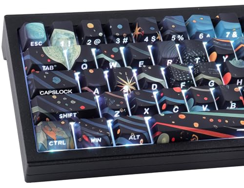 JakeTsai PBT Keycaps 128 Keys Starry Sky Keycaps, Double Shot Shine Through Side Printed Keycap, Cherry Profile Dye Sublimation Keycap for Cherry MX Switch Mechanical Keyboards