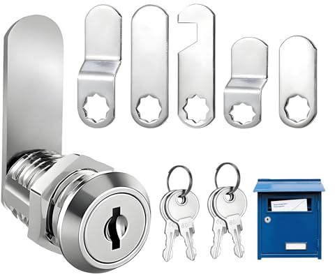 Serrure Boite aux Lettres 16mm Serrure de Boite aux Lettres avec 5 Plaques de Verrouillage Différentes,Barillet Boite aux Lettres avec 4 Clés pour Boîtes aux Lettres et Portes D'armoire