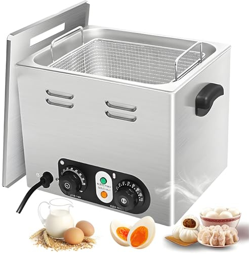 Commercial Egg Boiler, Stainless Steel Egg Cooker with Timer and Temperature Control, Large Capacity Electric Poached Egg Maker for Restaurants, 2600W