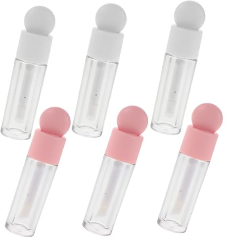 SAFIGLE 6stücke Leere Transparente Lipgloss-tuben mit Applikator aus Kunststoff für Lippenbalsam und Lipgloss Transparente Lippenstiftfläschchen für Diy-make-up-sets in Weiß und Rosa Erhäl