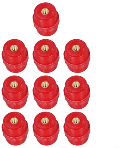 Bulevisiter Morsettiera isolante per barra collettrice rossa per modello M6, SM-30, 28 (24) x 30 mm, materiale BMC con inserto in rame puro, 10 pezzi