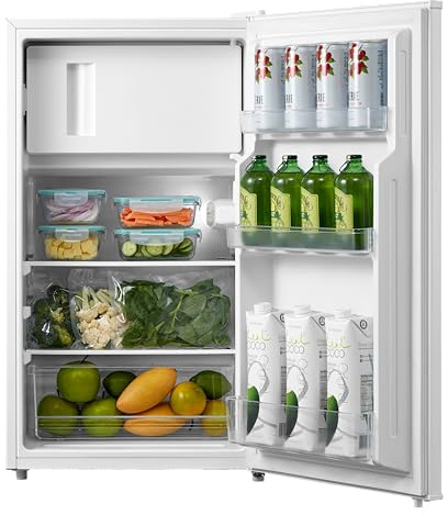COMFEE' RCD80WH3UK(E) 80L Under Counter Fridge with 4 Star Ice Box, Inverter Compressor, Quiet 39dB, LED Light, Reversible Door, Adjustable Temperature Control, White