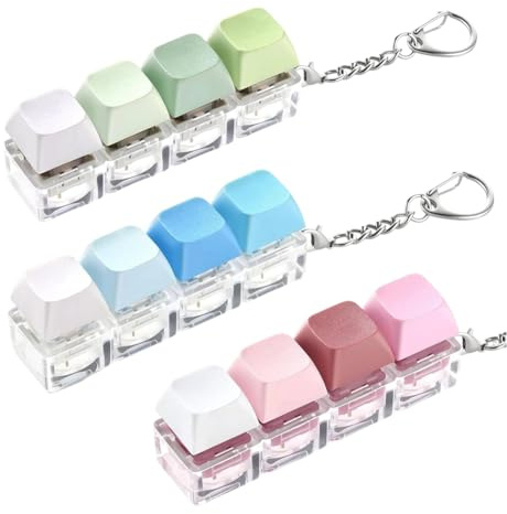 TOBEOME 3 Pack Keyboard Fidget Toy - Clicky, Creamy & Silent Stress Relief Fidget Clicker Keychain - Quiet Fidget Toy