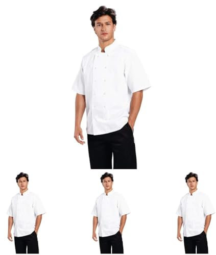 Whites Chefs Apparel B250-L - Giacca a maniche corte, taglia L, colore: Bianco