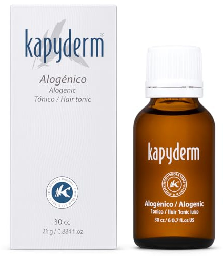 KAPYDERM Tónico Capilar Alogénico 30ml con extractos vegetales que fortalecen la raíz, estimulan la circulación, frenan la caída y aportan densidad, volumen y brillo en cabellos débiles o alopecia