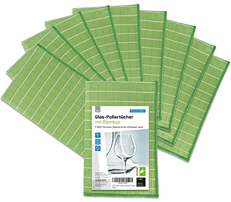 POLYCLEAN 10x Glasreinigungstuch – Microfasertuch mit Bambusfasern – Fenstertuch für Glas und Scheiben (60x40 cm)
