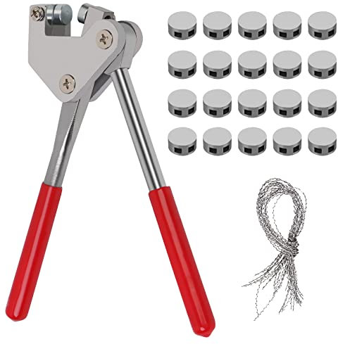 QLOUNI Tenailles Pinces d'étanchéité Set Rouge plomb Seal 10mm Poignée en plastique (1x étanchéité de pinces à câble + 20 x plombs + 20 x fil d'étanchéité)