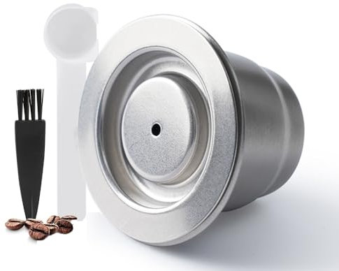 i Cafilas Reusable Nepresso Capsules with Tamper - i Cafilas Stainless Steel Refillable Coffee Pods Compatible for Nepresso Original Line Machines (Capsule+Tamper)