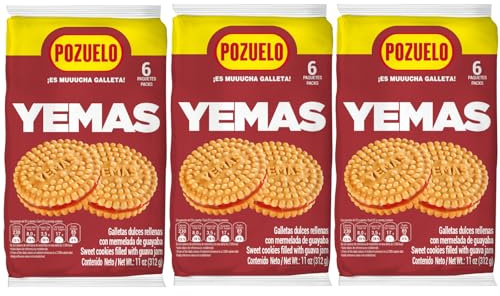 Pozuelo Yemas Cookies, galletas rellenas de gelatina de guayaba, 11 onzas (paquete de 3)