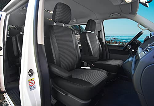 Sitzbezüge passgenau Viva geeignet für VW T6 ab 2016-2 Sitzer Einzelsitzen Stoff mit Kunstleder