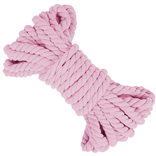 LEREATI 10mm Macrame Cord 10m Thick Macrame Rope Soft Cotton Rope, Natural Cotton Twine String for Macrame Plant Hanger, Wall Hanging, Knitting, DIY Crafts, Gardening, Decoration (Pink)