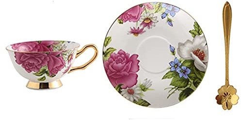 Cusstally Coppa Creativa Set di Tazze da caffè in Porcellana Bone China Phnom Penh in Stile Europeo, Tazza da tè Nero for Il tè pomeridiano Inglese, Elegante Tazza da tè retrò (Color : B)