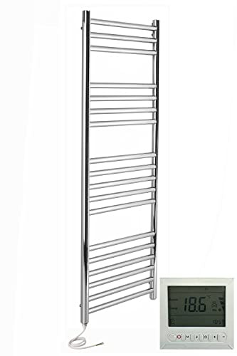 Manissa Electric Boston Stainless Steel Heated Towel Rail Bathroom Towel Warmer 400x1200mm + Timer and Thermostat