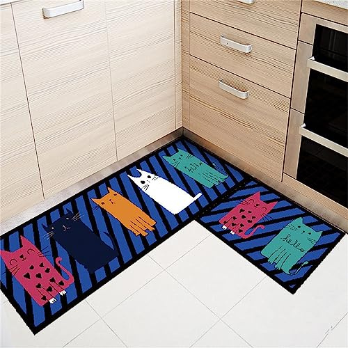 Gatos encantadores Kitty Pattern 2 Pcs Alfombras de Cocina Alfombras Conjuntos de alfombras de Piso Lavables Antideslizantes Alfombras de Dormitorio Conjuntos de alfombras de Dormitorio