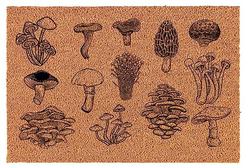Welcome Doormat Coco Coir Door Mat Gift All Kinds of Mushrooms Full (30 x 18)
