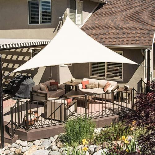 LOVE STORY Vela ombreggiante Triangolare 2x2x2m Impermeabile Tenda a Vela Beige Tenda da sole per esterno，PES Poliéster Protezione UV al 95% per Esterno,Giardino,Terrazzo,Balcone,Patio