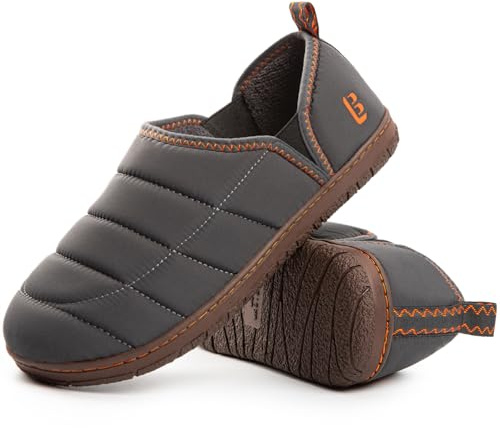 LongBay Mens Indoor Outdoor Slippers Memory Foam House Camping Shoes Gift | Easy-Care Nylon Fabric, Machine Washable, Portable House Shoes, Non-Slip, Gift for Home Relaxation, Great for Camping